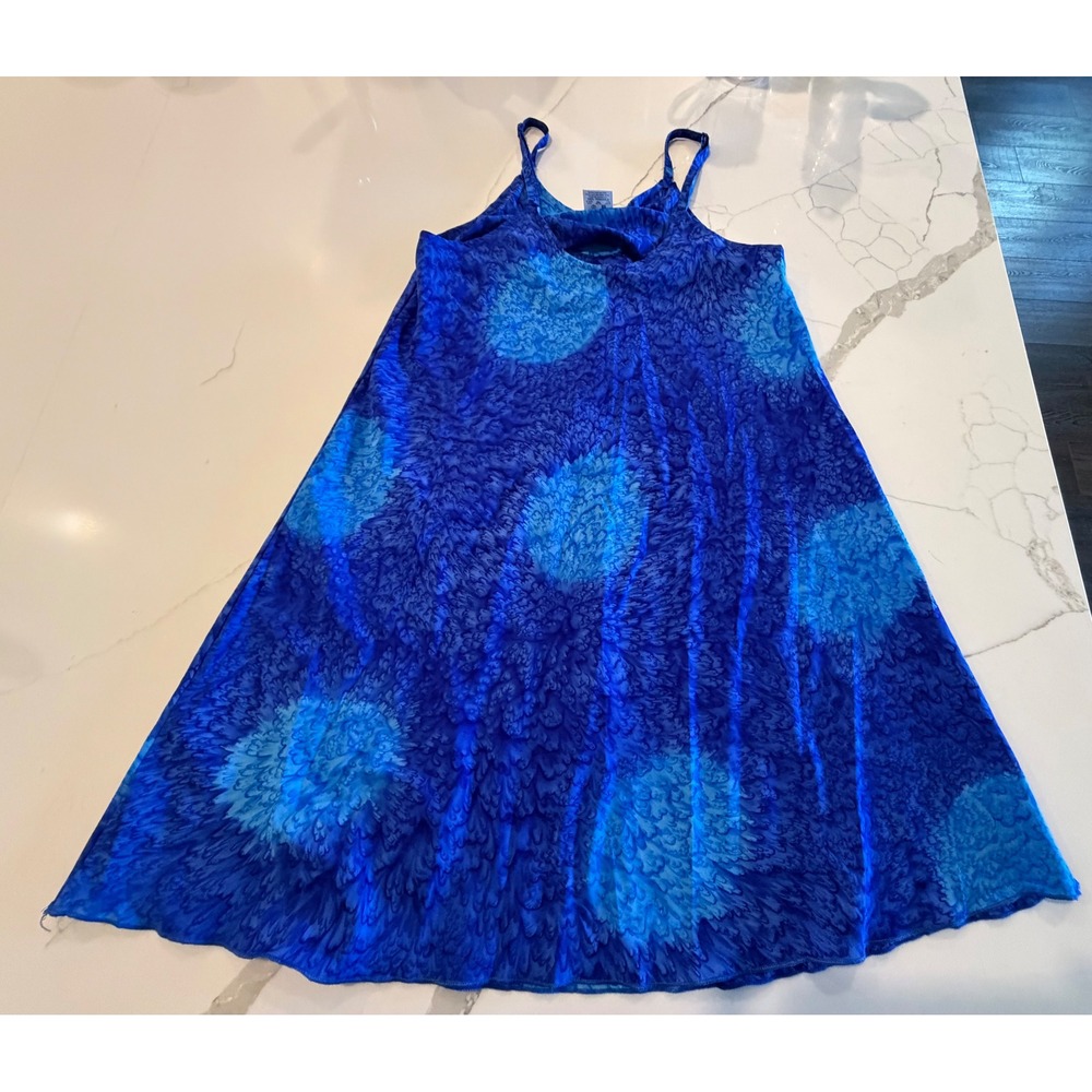 Rima Beachworld Womens Blue Batik Tie Dye Mini Dress Spaghetti Strap Medium